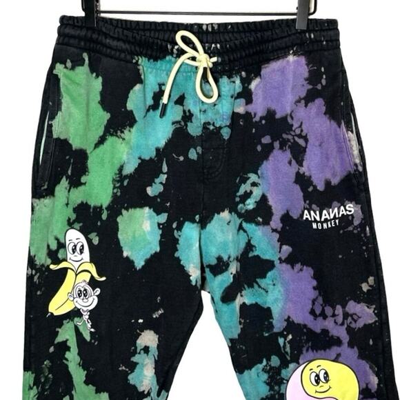 Bananas Monkey Men’s Going Bananas Tie Dye  Heavyweight Sweatpants Black Size XL - Picture 3 of 5